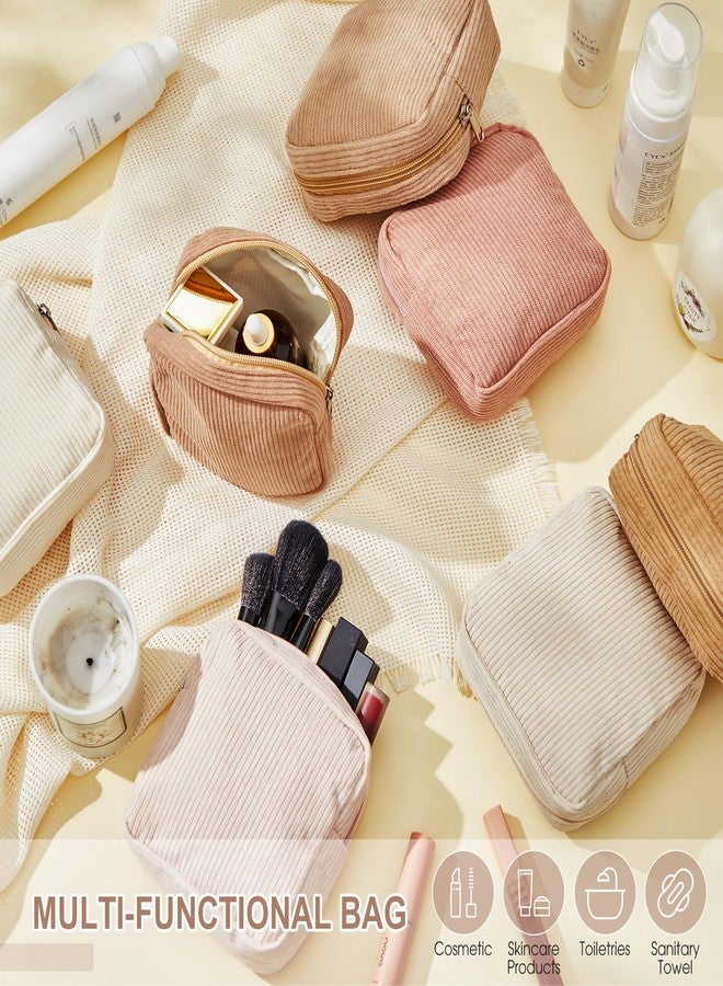 Dansydaisy 9 Pcs Sanitary Storage Pouch Mini Corduroy Makeup Bag Valentine's Day Period Pouch Gift Tampon Bag for Women Teacher Purse Small Portable Wallet with Zipper for Travelling(Beige Color) - Image 5